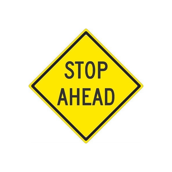 Nmc Stop Ahead Sign, 24" W, 24" H, Aluminum TM215J - main